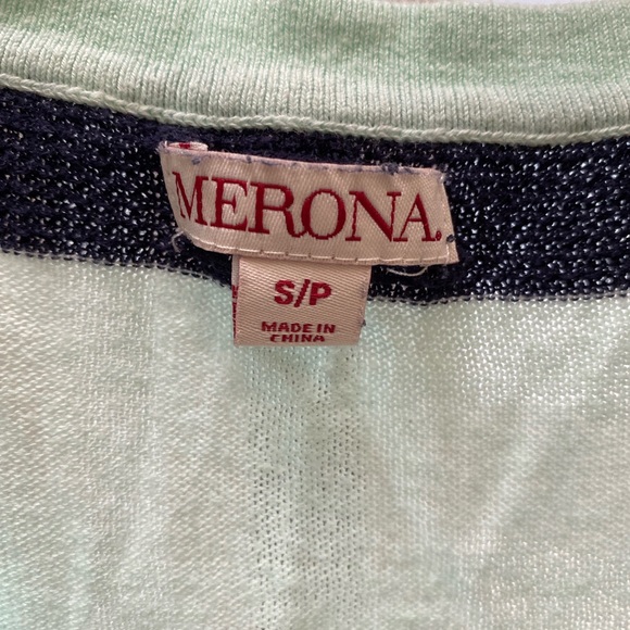 Striped, Button-Up Blue/Green Merona Cardigan Size Small - Picture 4 of 5